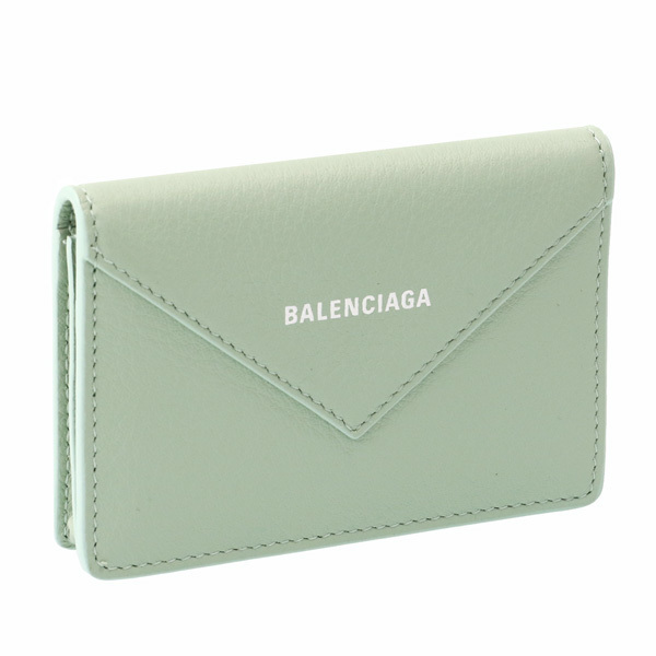 Balenciaga Paper Card Case Leather Card Holder Green